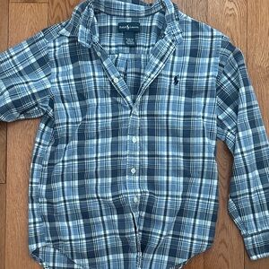 Ralph Lauren Kids Navy and Light Blue Plaid Shirt